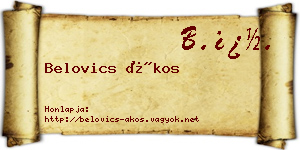 Belovics Ákos névjegykártya
