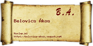 Belovics Ákos névjegykártya